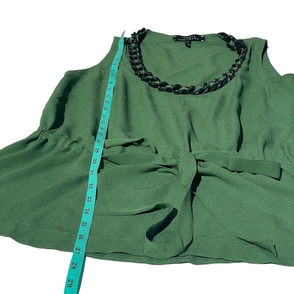 Robert Rodriguez Green Silk Embellished Sleeveless Blouse -Size 6 - Picture 4 of 15